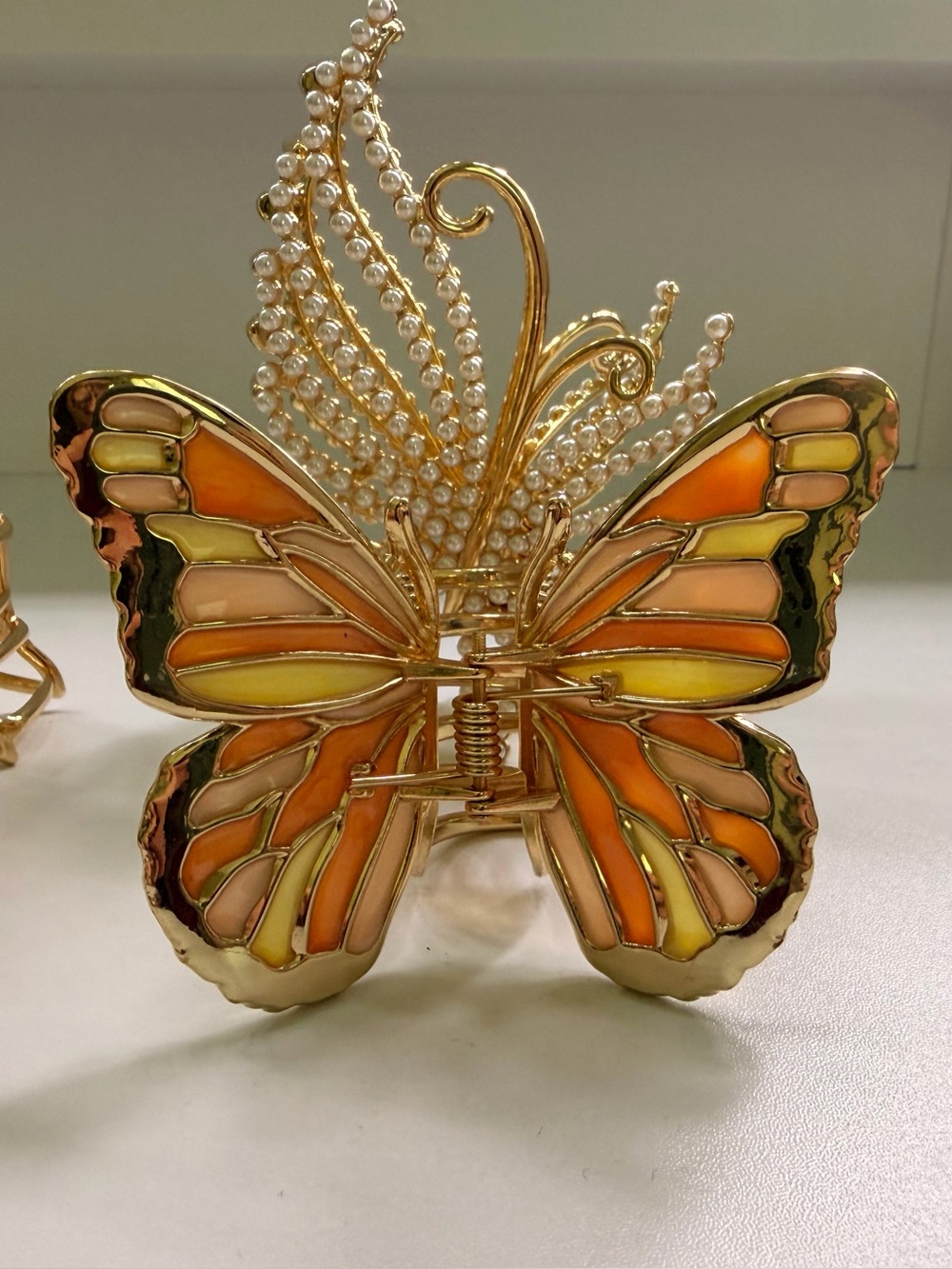 Gold Butterfly Hair Clips with Pastel Inlay (Set of 4) - Picture 2 of 7